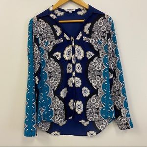 Express The Portofino Shirt button up blue floral